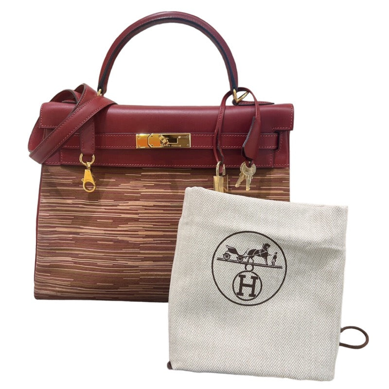 エルメス HERMES ケリー32 内縫い ヴィブラート □E刻印 ルージュアッシュ・ゴールド金具 ボックスカーフ レディース ハンドバッグ