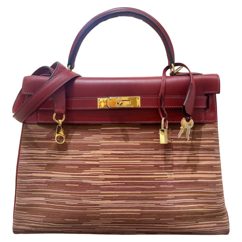 エルメス HERMES ケリー32 内縫い ヴィブラート □E刻印 ルージュアッシュ・ゴールド金具 ボックスカーフ レディース ハンドバッグ