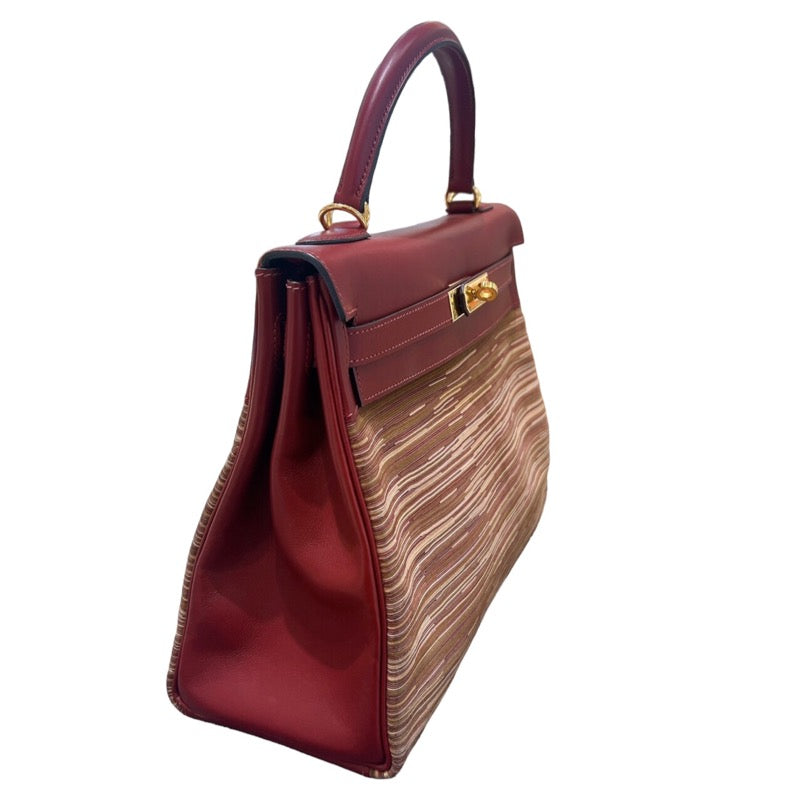 エルメス HERMES ケリー32 内縫い ヴィブラート □E刻印 ルージュアッシュ・ゴールド金具 ボックスカーフ レディース ハンドバッグ