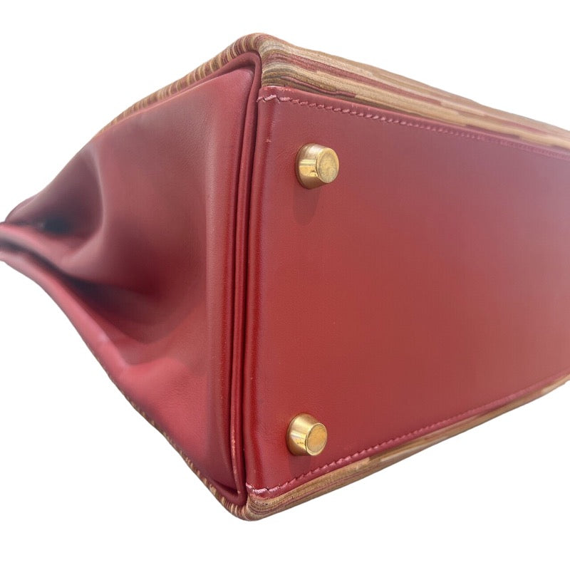エルメス HERMES ケリー32 内縫い ヴィブラート □E刻印 ルージュアッシュ・ゴールド金具 ボックスカーフ レディース ハンドバッグ