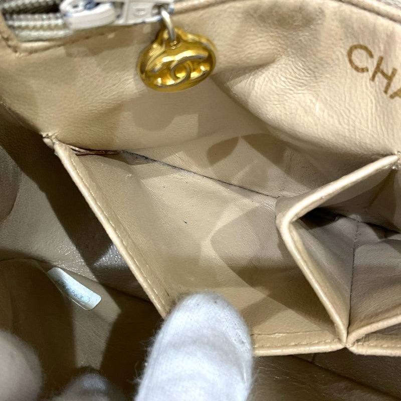 シャネル CHANEL ミニマトラッセ20 A01163 1番台 ベージュ ゴールド金具　 ラムスキン レディース ショルダーバッグ