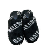 バレンシアガ BALENCIAGA ロールオーバーロゴファーサンダル 624515 ブラック フェイクファー メンズ サンダル