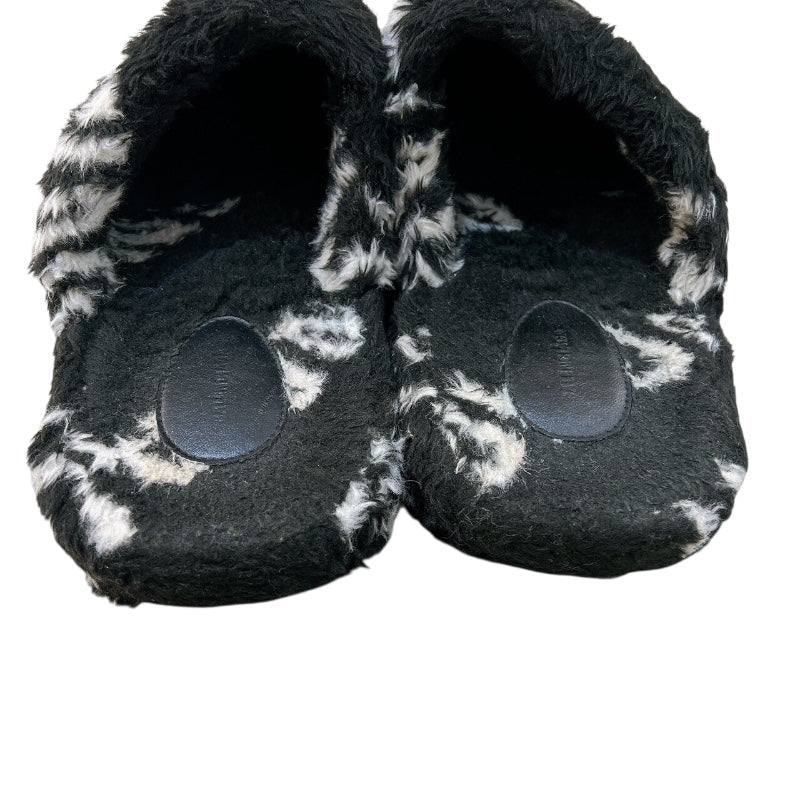 バレンシアガ BALENCIAGA ロールオーバーロゴファーサンダル 624515 ブラック フェイクファー メンズ サンダル