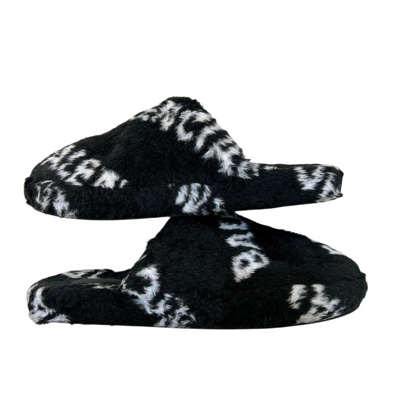 バレンシアガ BALENCIAGA ロールオーバーロゴファーサンダル 624515 ブラック フェイクファー メンズ サンダル