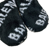 バレンシアガ BALENCIAGA ロールオーバーロゴファーサンダル 624515 ブラック フェイクファー メンズ サンダル