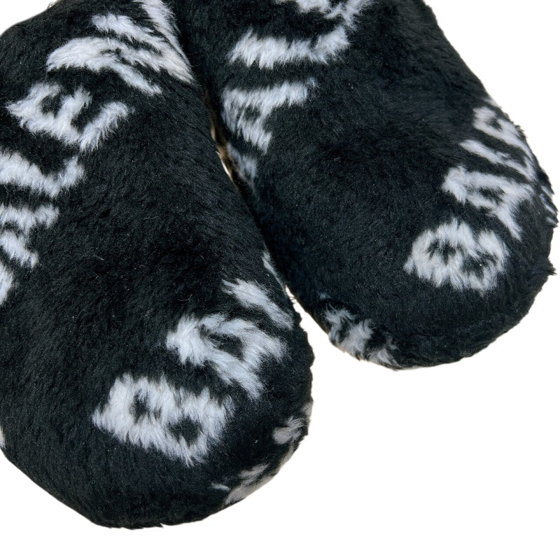 バレンシアガ BALENCIAGA ロールオーバーロゴファーサンダル 624515 ブラック フェイクファー メンズ サンダル