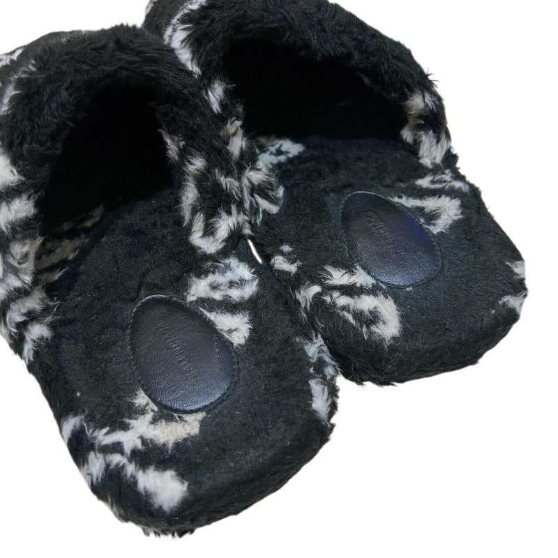 バレンシアガ BALENCIAGA ロールオーバーロゴファーサンダル 624515 ブラック フェイクファー メンズ サンダル