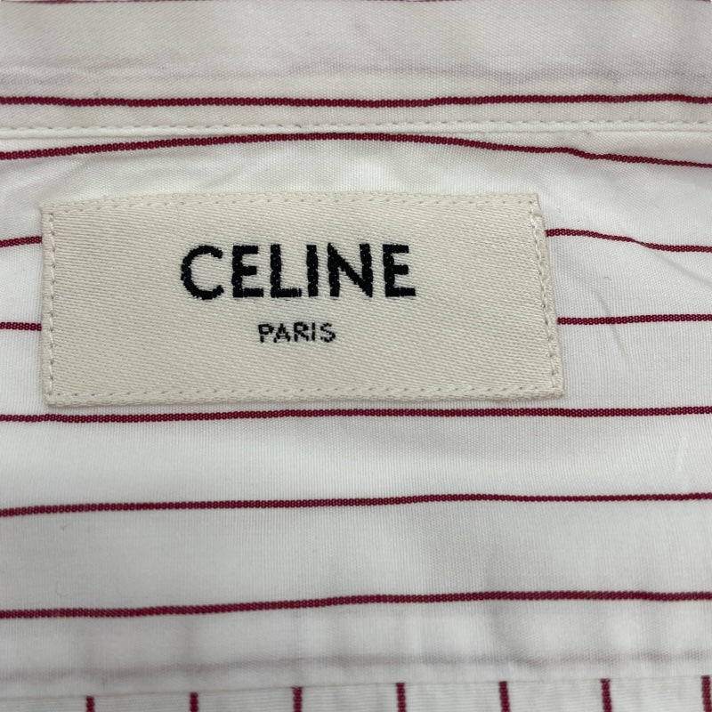 セリーヌ CELINE ストライプシャツ  ホワイト コットン メンズ 長袖シャツ
