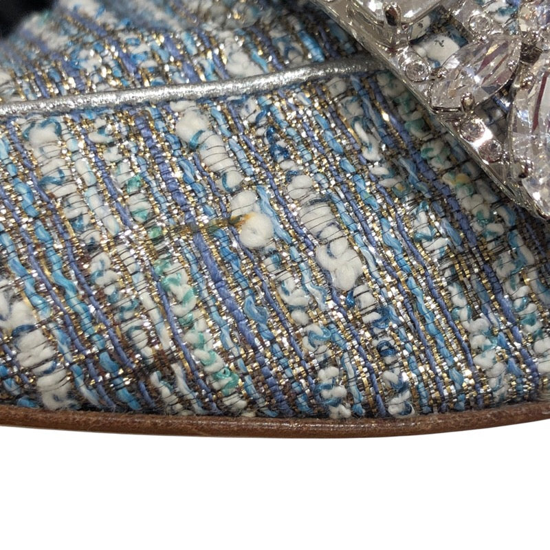 ロジェ ヴィヴィエ ROGER VIVIER ストラスバックルツイードローファー ブルー レディース その他靴