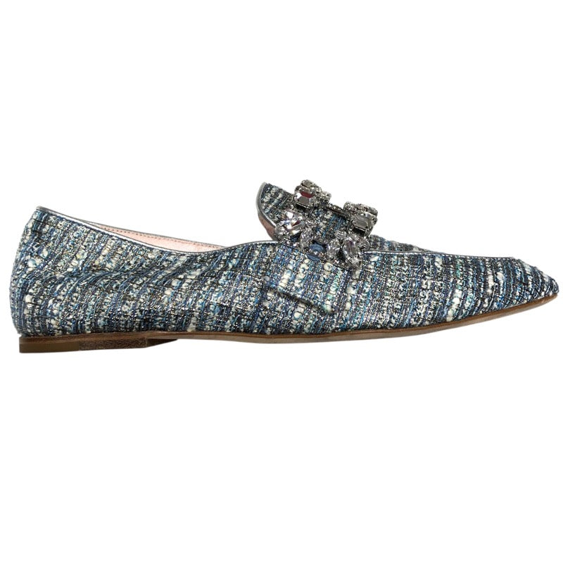 ロジェ ヴィヴィエ ROGER VIVIER ストラスバックルツイードローファー ブルー レディース その他靴