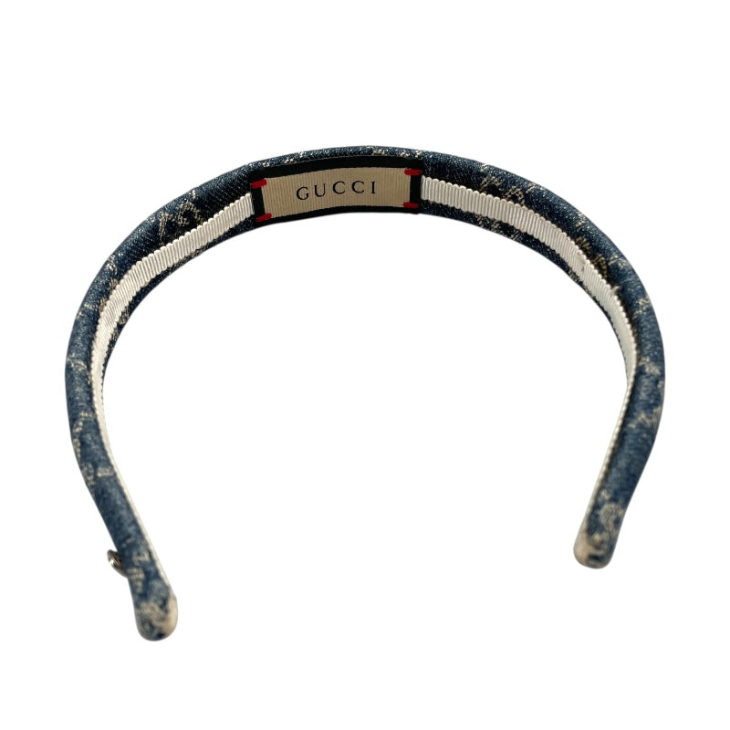 グッチ GUCCI エコ ウォッシュ カチューシャ 652835 ブルー GG