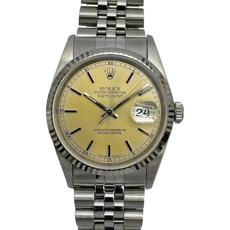 ロレックス ROLEX デイトジャスト 16234  シャンパン K18WG/SS 自動巻き ユニセックス 腕時計