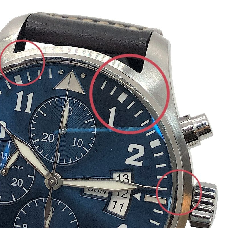 インターナショナルウォッチカンパニー IWC パイロットウォッチ クロノグラフ プティ・プランス IW377706 ブルー×シルバー SS メンズ 腕時計