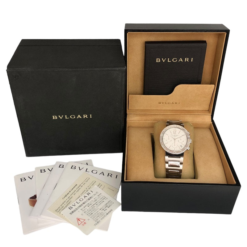 ブルガリ BVLGARI ブルガリブルガリ クロノグラフ BB38SSCH(BB38WSSDCHIN) 白文字盤 ステンレス メンズ 腕時計