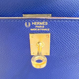 エルメス HERMES ケリー25 パーソナルオーダー A刻印 ブルーエレクトリック・ムタード・ゴールド金具 エプソン レディース ハンドバッグ