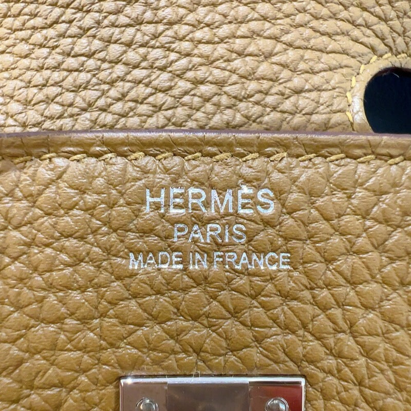 エルメス HERMES バーキン25 ヴェルソ Z刻（2021年製) ブロンズドレ・ブルーブリュ シルバー金具 トゴ レディース ハンドバッグ