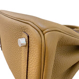 エルメス HERMES バーキン25 ヴェルソ Z刻（2021年製) ブロンズドレ・ブルーブリュ シルバー金具 トゴ レディース ハンドバッグ