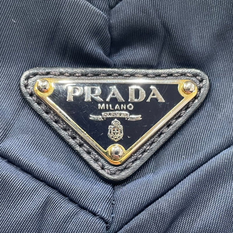 プラダ PRADA キルティングレザー トートバッグ ネイビー×ゴールド金具 ナイロン レディース トートバッグ