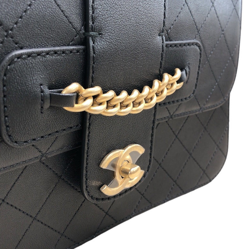 シャネル CHANEL チェーンショルダー 2018年製 ブラック ゴールド金具 カーフ レディース ショルダーバッグ