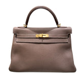 エルメス HERMES ケリー32 内縫い □Q刻 エトゥープ/GD金具 トゴ レディース ショルダーバッグ