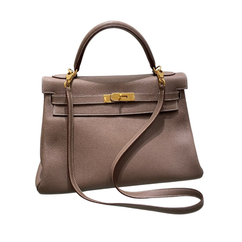 エルメス HERMES ケリー32 内縫い □Q刻 エトゥープ/GD金具 トゴ レディース ショルダーバッグ