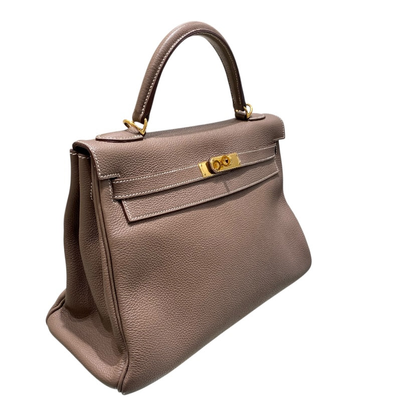 エルメス HERMES ケリー32 内縫い □Q刻 エトゥープ/GD金具 トゴ レディース ショルダーバッグ