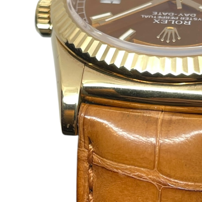 ロレックス ROLEX デイデイト36 ランダムシリアル 118138 コニャック K18YG/革ベルト 自動巻き メンズ 腕時計