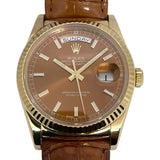ロレックス ROLEX デイデイト36 ランダムシリアル 118138 コニャック K18YG/革ベルト 自動巻き メンズ 腕時計