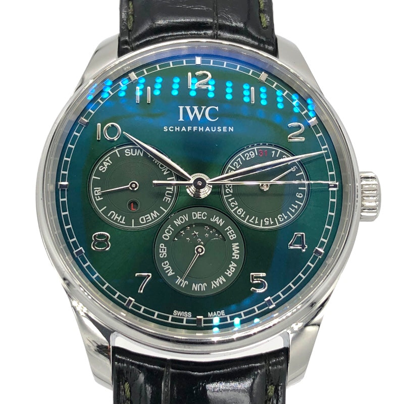 インターナショナルウォッチカンパニー IWC ポルトギーゼ パーペチュアルカレンダー IW344207 グリーン  SS 自動巻き メンズ 腕時計