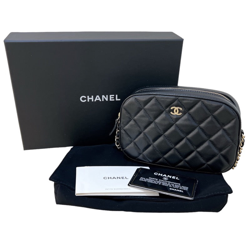 シャネル CHANEL マトラッセミニカメラショルダーバッグ AP2287 ブラック　ゴールド金具  ラムスキン レディース ショルダーバッグ