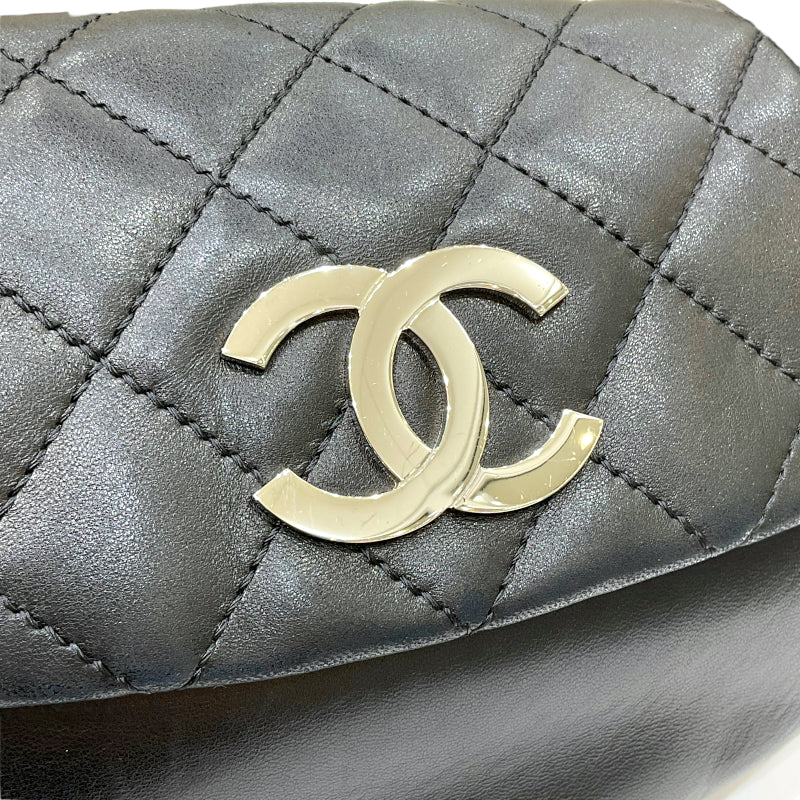 シャネル CHANEL ココマーク フラップハンドバッグ 9番台 ブラック シルバー金具 ラムスキン レディース ハンドバッグ