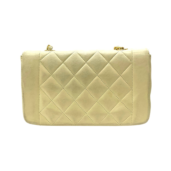 シャネル CHANEL ダイアナ チェーンショルダーバッグ 1番台 ベージュ ゴールド金具 ラムスキン レディース ショルダーバッグ