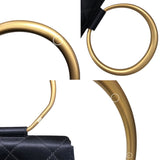 シャネル CHANEL マトラッセリングハンドルバッグ ブラック・ゴールド金具 サテン レディース ハンドバッグ