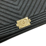 シャネル CHANEL ボーイシャネル Vステッチ チェーンウォレット AP1117 30番台 ブラック ゴールド金具 キャビアスキン レディース ショルダーバッグ