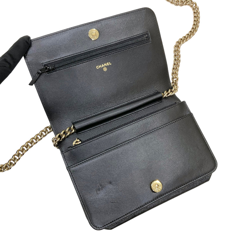 シャネル CHANEL ボーイシャネル Vステッチ チェーンウォレット AP1117 30番台 ブラック ゴールド金具 キャビアスキン レディース ショルダーバッグ