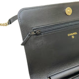 シャネル CHANEL ボーイシャネル Vステッチ チェーンウォレット AP1117 30番台 ブラック ゴールド金具 キャビアスキン レディース ショルダーバッグ