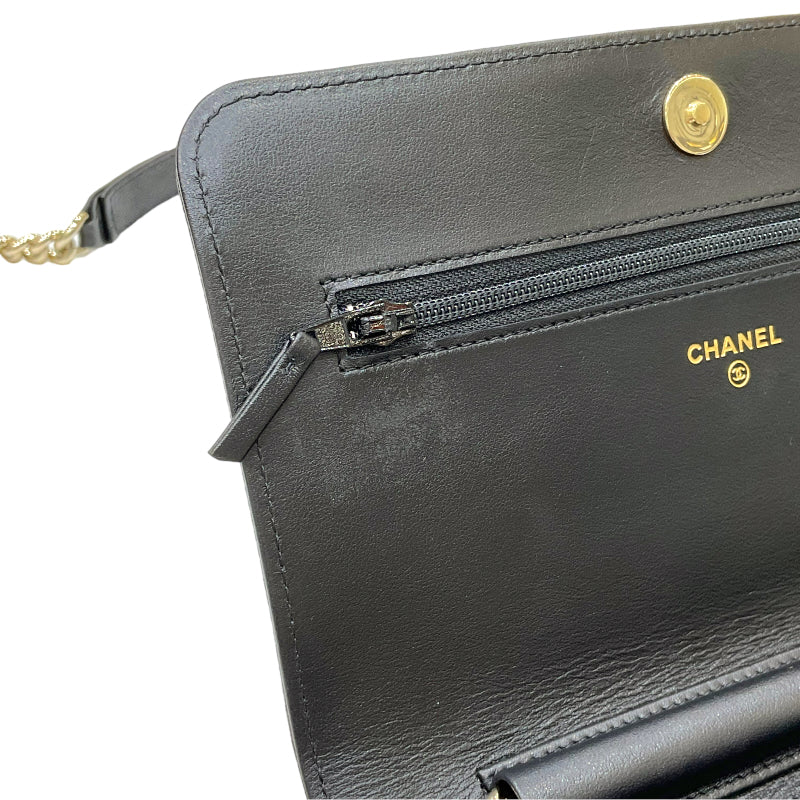 シャネル CHANEL ボーイシャネル Vステッチ チェーンウォレット AP1117 30番台 ブラック ゴールド金具 キャビアスキン レディース ショルダーバッグ