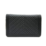 シャネル CHANEL ボーイシャネル Vステッチ チェーンウォレット AP1117 30番台 ブラック ゴールド金具 キャビアスキン レディース ショルダーバッグ