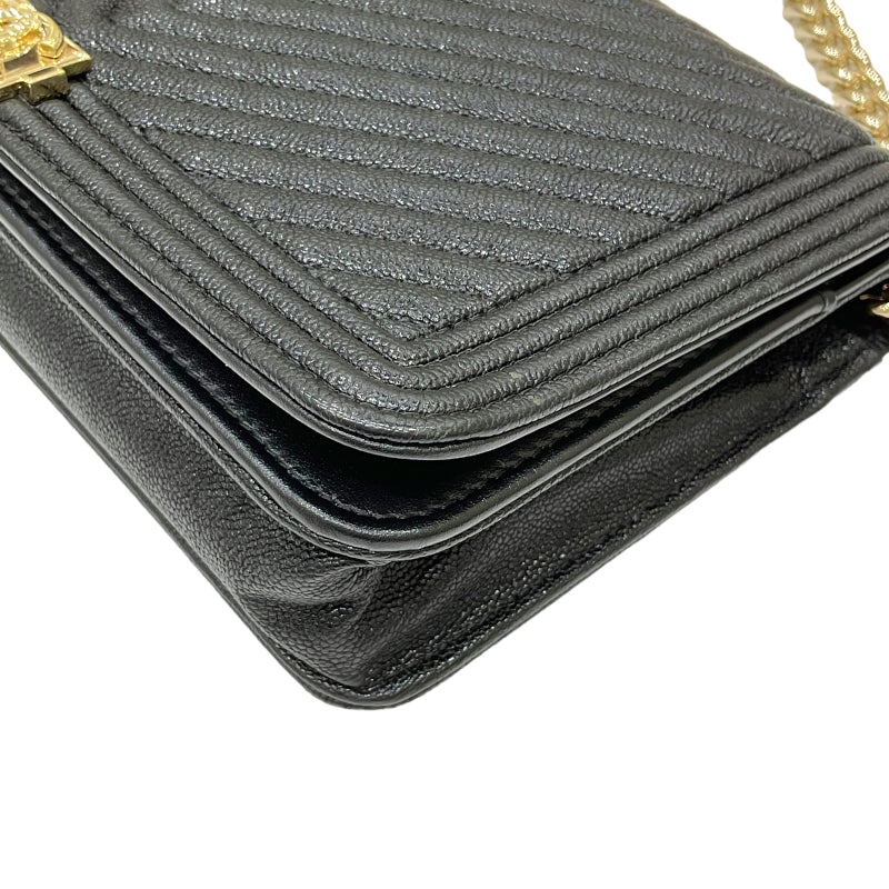 シャネル CHANEL ボーイシャネル Vステッチ チェーンウォレット AP1117 30番台 ブラック ゴールド金具 キャビアスキン レディース ショルダーバッグ
