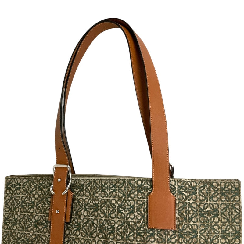 ロエベ LOEWE バックル ホリゾンタルトート グリーン アナグラムジャガード レディース トートバッグ