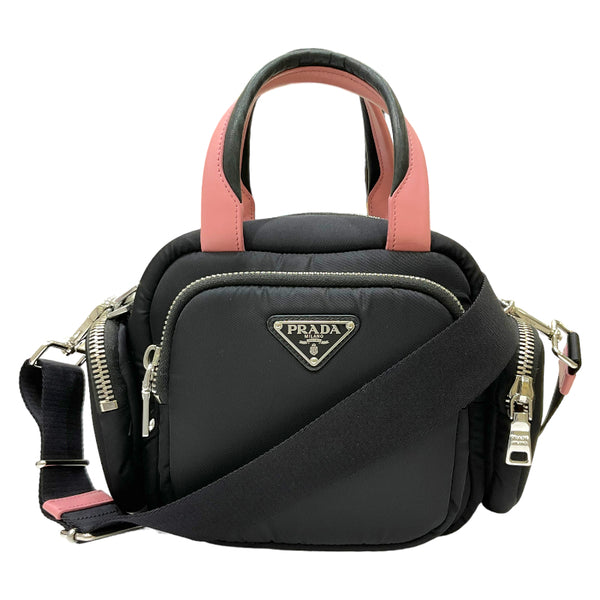 プラダ PRADA マルチポケット 2wayハンドバッグ 1BB061 ブラック×ピンク ナイロン/レザー レディース ハンドバッグ |  中古ブランドリユースショップ OKURA(おお蔵)