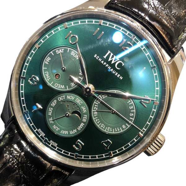 インターナショナルウォッチカンパニー IWC ポルトギーゼ  パーペチュアルカレンダー 42 IW344207 グリーン ステンレススチール 自動巻き メンズ 腕時計