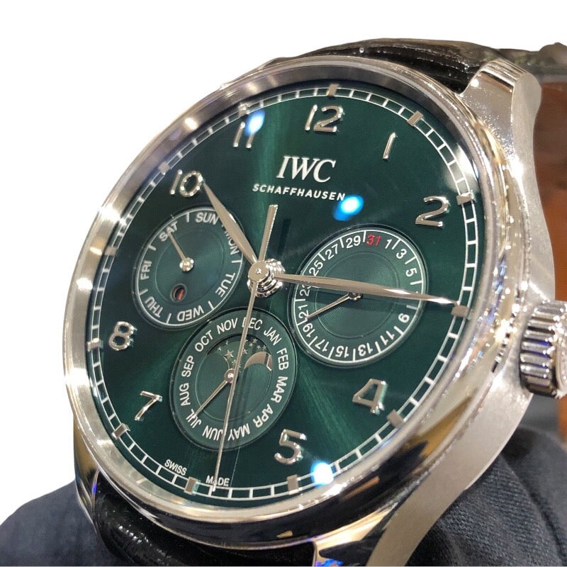 インターナショナルウォッチカンパニー IWC ポルトギーゼ  パーペチュアルカレンダー 42 IW344207 グリーン ステンレススチール 自動巻き メンズ 腕時計