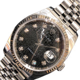 ロレックス ROLEX デイトジャスト　ホリコン 116234G シルバー/ブラック文字盤 WG/SS メンズ 腕時計