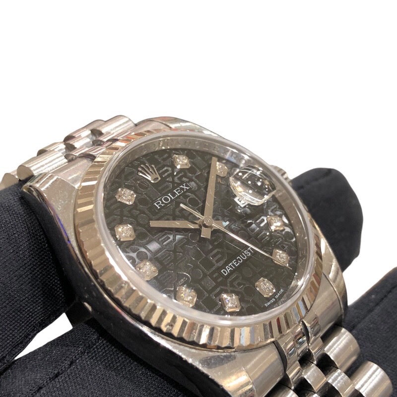 ロレックス ROLEX デイトジャスト　ホリコン 116234G シルバー/ブラック文字盤 WG/SS メンズ 腕時計