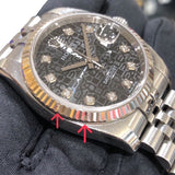 ロレックス ROLEX デイトジャスト　ホリコン 116234G シルバー/ブラック文字盤 WG/SS メンズ 腕時計