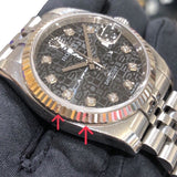 ロレックス ROLEX デイトジャスト　ホリコン 116234G シルバー/ブラック文字盤 WG/SS メンズ 腕時計