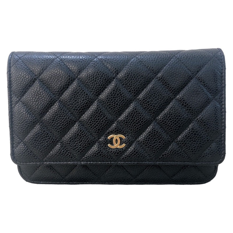 シャネル CHANEL マトラッセ チェーンウォレット AP0250  ブラック ゴールド金具 キャビアスキン レディース ショルダーバッグ