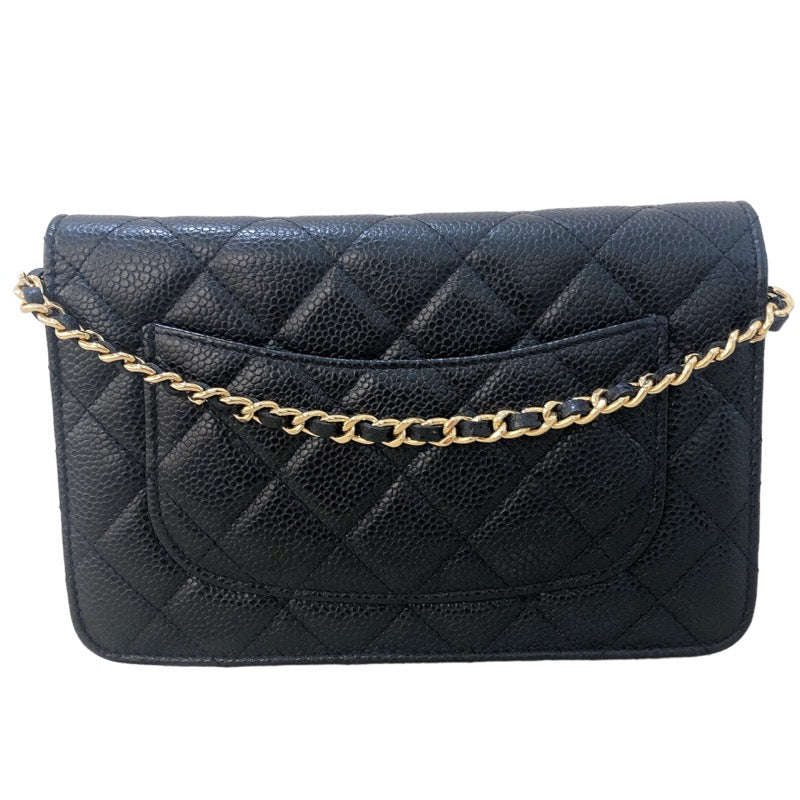 シャネル CHANEL マトラッセ チェーンウォレット AP0250  ブラック ゴールド金具 キャビアスキン レディース ショルダーバッグ