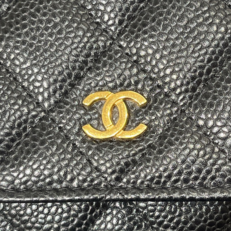 シャネル CHANEL マトラッセ チェーンウォレット ブラック ゴールド金具 キャビアスキン レディース 長財布